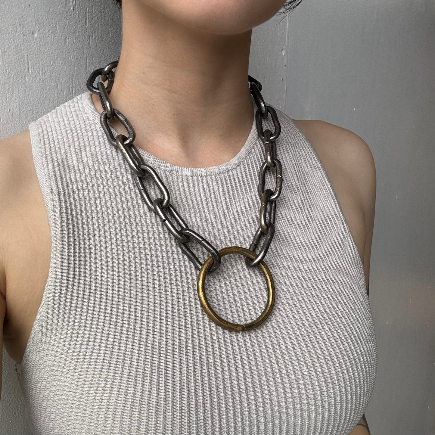 Big-O Necklace #1 - Mild Steel & Brass