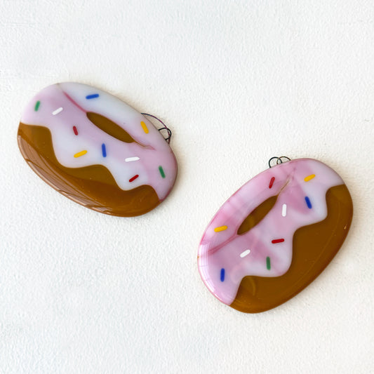 Sprinkle Doughnut Ornament - Fused Glass