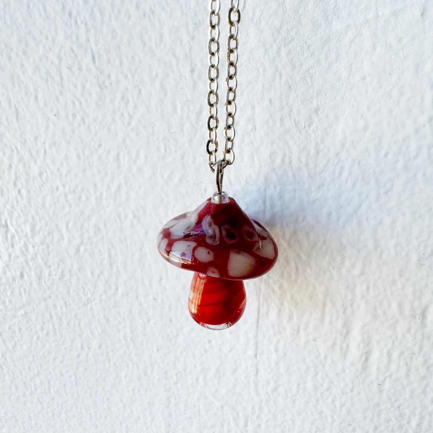 Friendly Mushroom - Glass Pendant Necklace