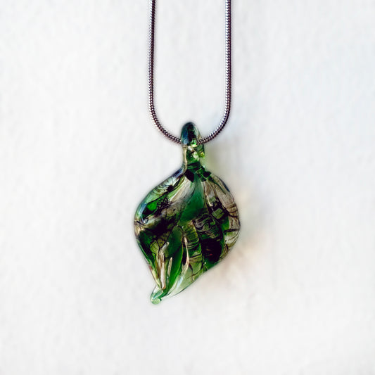 Green Leaf - Glass Pendant Necklace