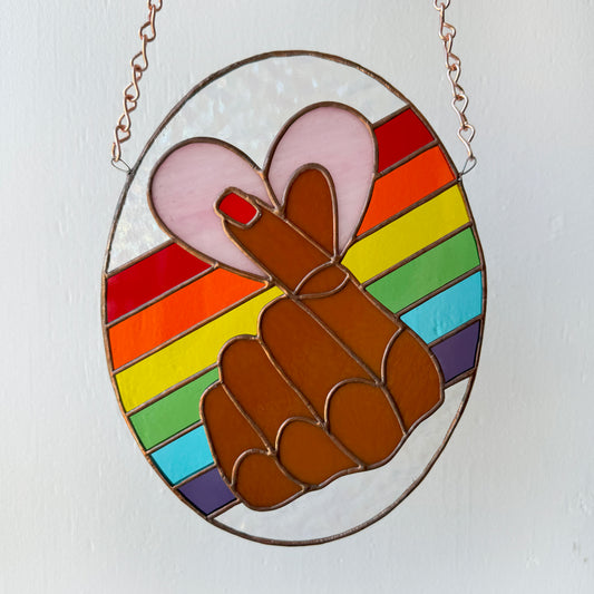 Heart Hands Suncatcher #1 - Stained Glass