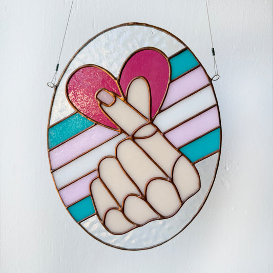 Heart Hands Suncatcher #2 - Stained Glass