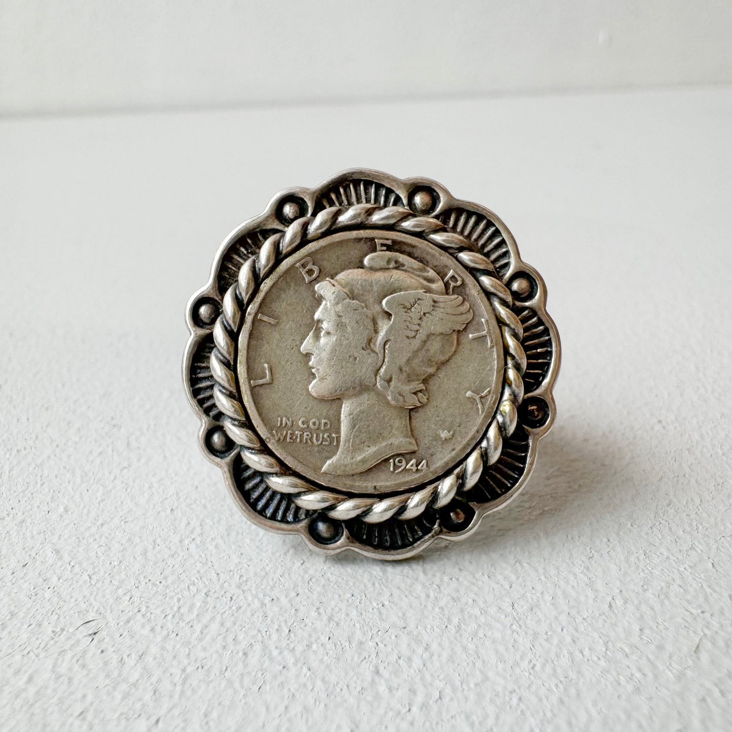 Mercury Dime Ring (1944) - Sterling Silver - Size 6