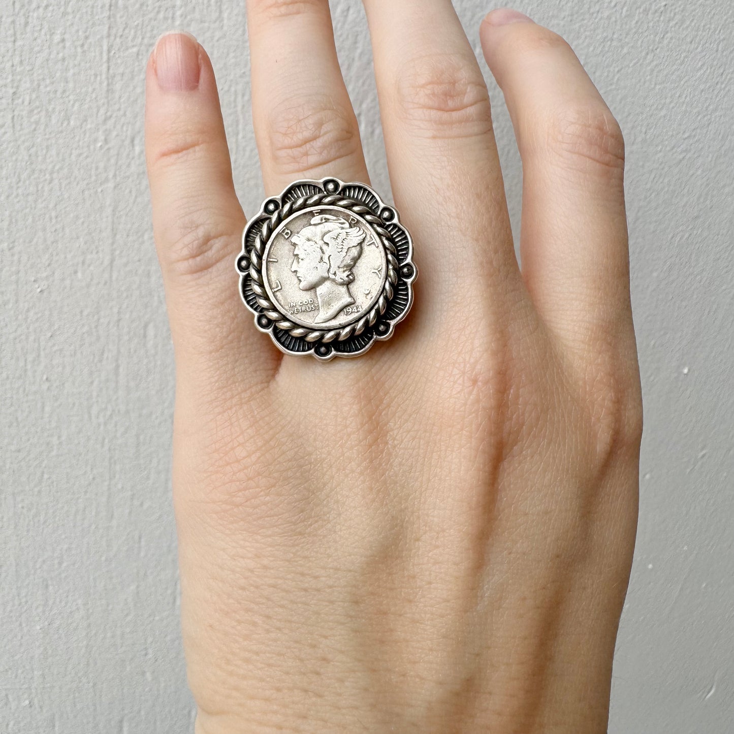 Mercury Dime Ring (1944) - Sterling Silver - Size 6