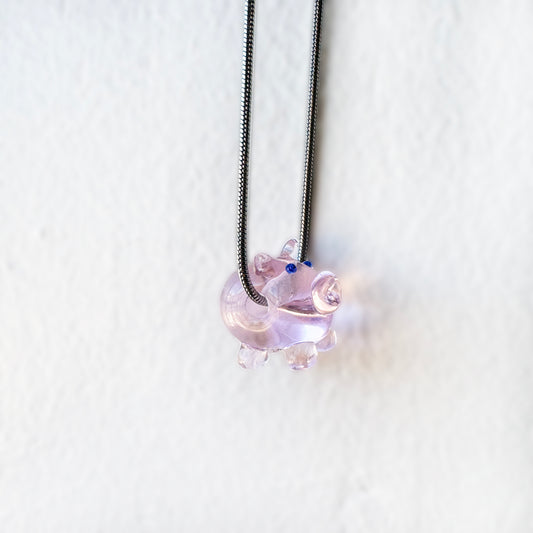 PINK PIG - Glass Pendant Necklace