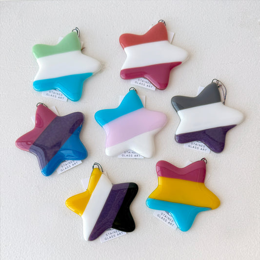 Pride Star Ornament - Fused Glass