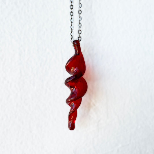 Crimson Twirly - Glass Pendant Necklace