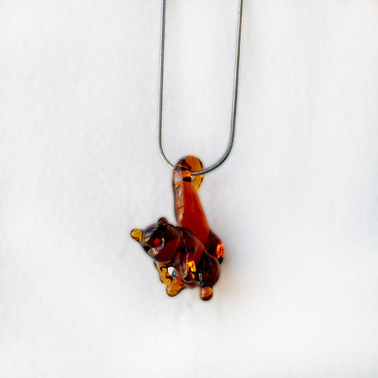 Squirrel with Smooth Tail - Glass Pendant Necklace